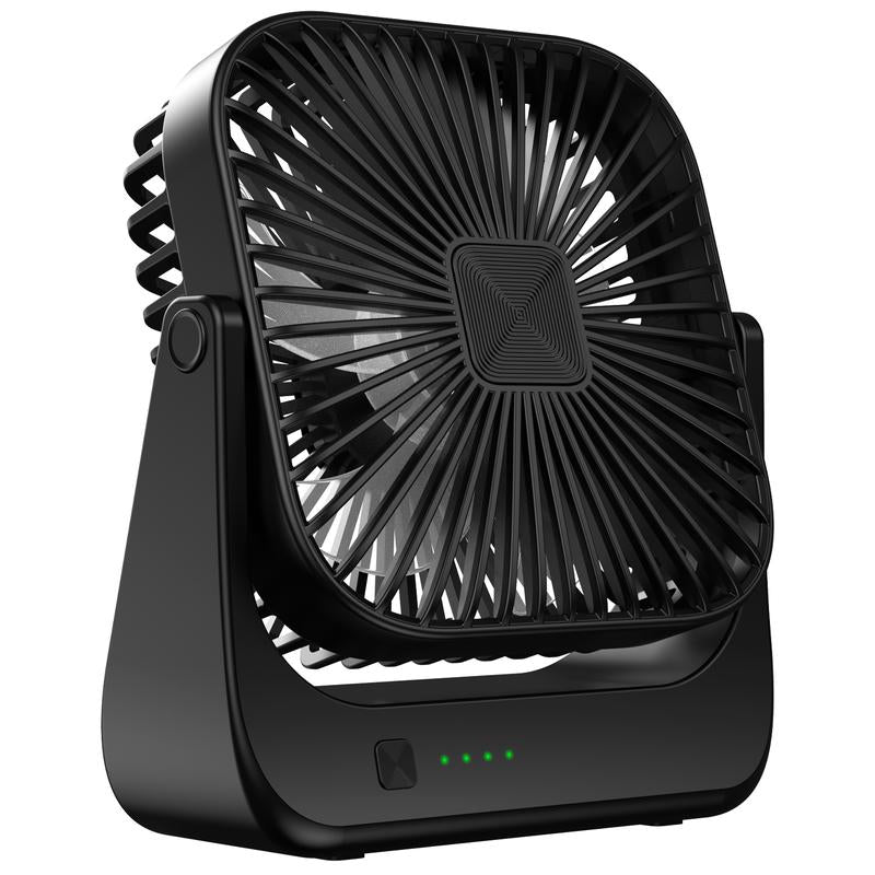 Portable Rechargeable Desk Fan 5 Speed, 360° Pivot, USB C Cooling