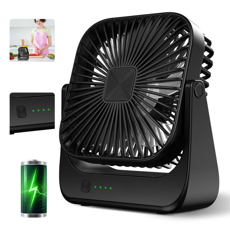 Portable Rechargeable Desk Fan 5 Speed, 360° Pivot, USB C Cooling