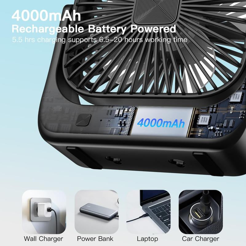 Portable Rechargeable Desk Fan 5 Speed, 360° Pivot, USB C  Cooling